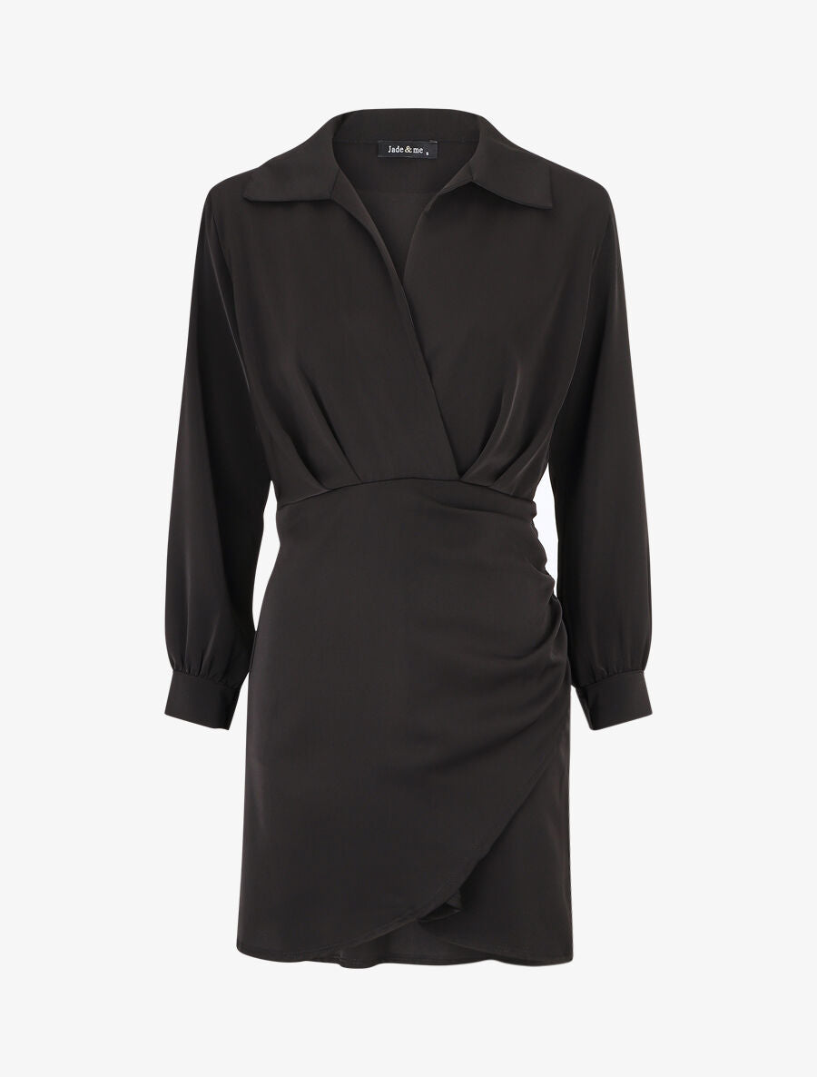 Robe courte élastiquée - Noir - 1