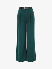 Pantalon ample fluide uni - Vert - 1