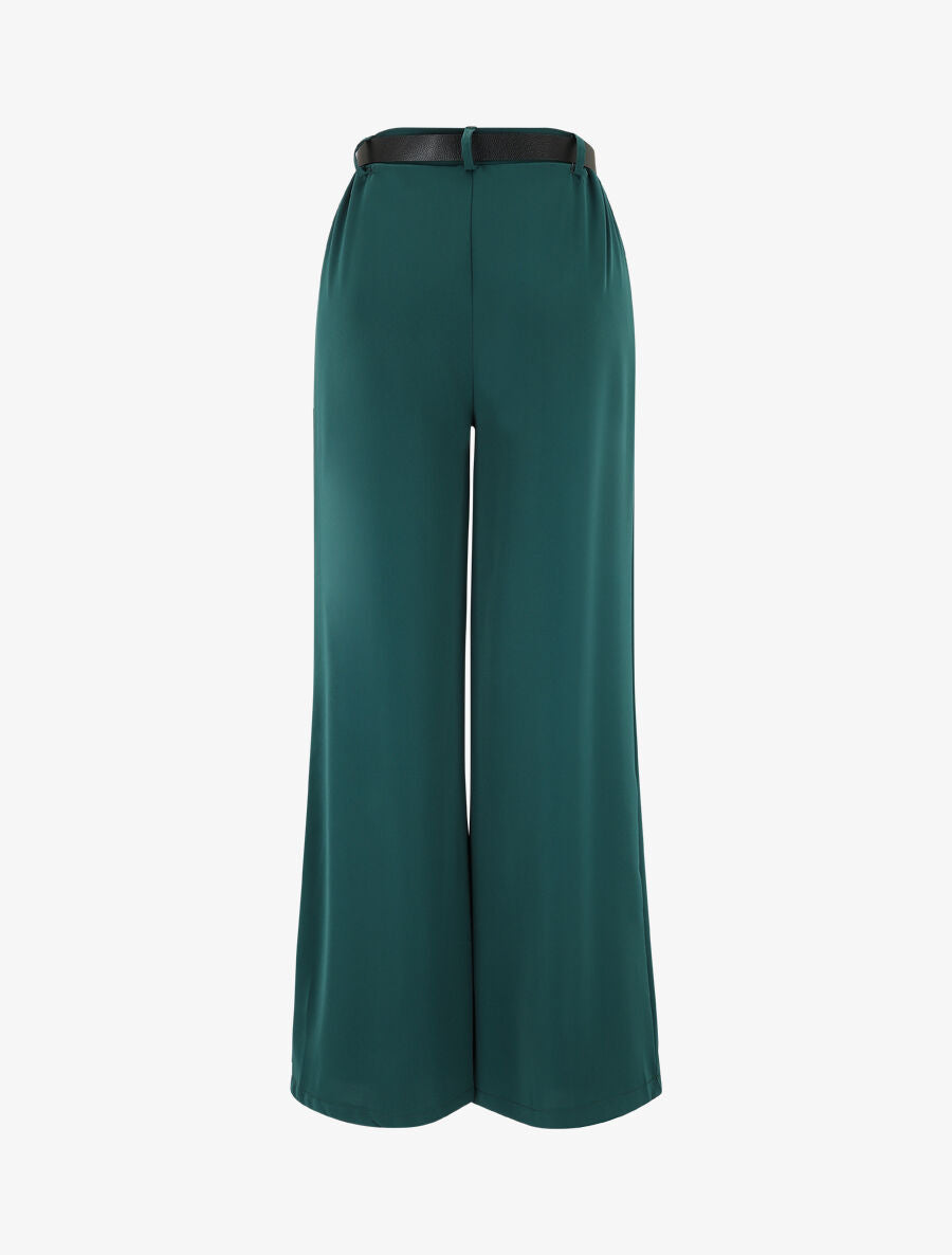 Pantalon ample fluide uni - Vert - 2