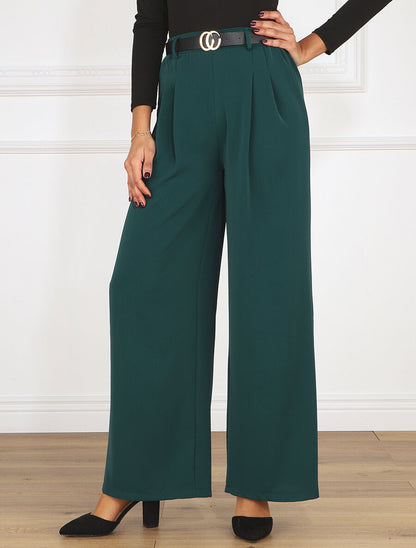 Pantalon ample fluide uni - Vert - 4