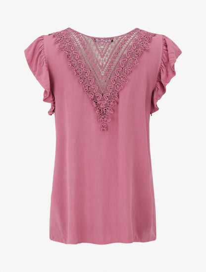 Top sans manches uni dos en crochet - Vieux rose - 2