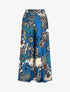 Pantalon ample fluide à imprimé fleuri - Bleu canard - 1