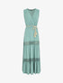 Robe longue unie à col cache-coeur - Vert d&
