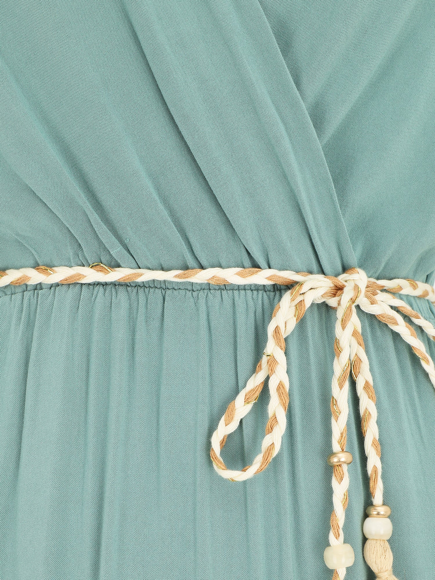 Robe longue unie à col cache-coeur - Vert d&
