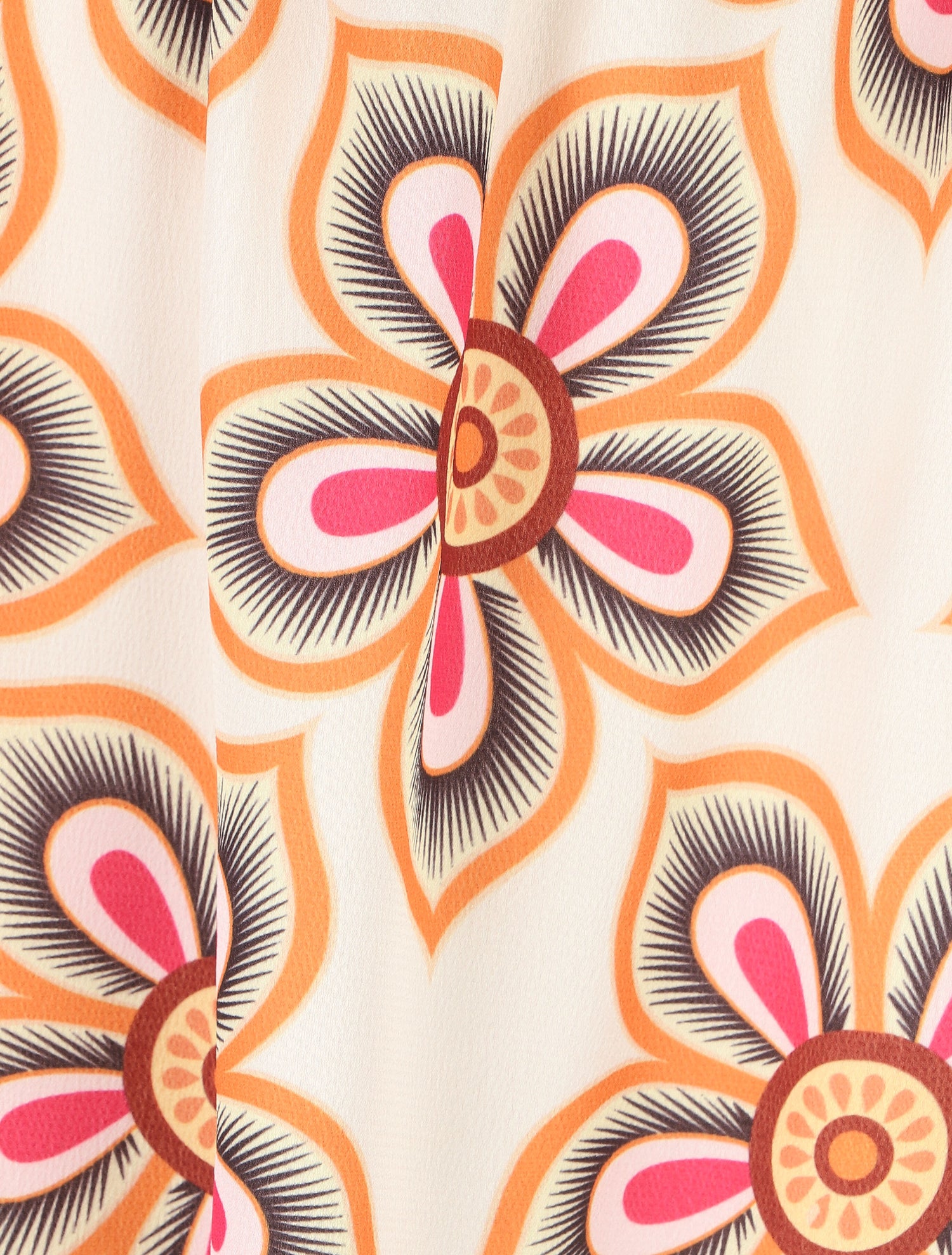 Jupe élastiquée à imprimé fleuri - Beige - 3