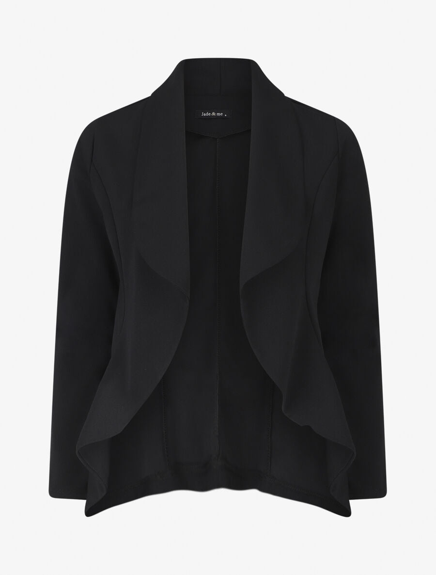 Blazer uni à bords ondulés - Noir - 1