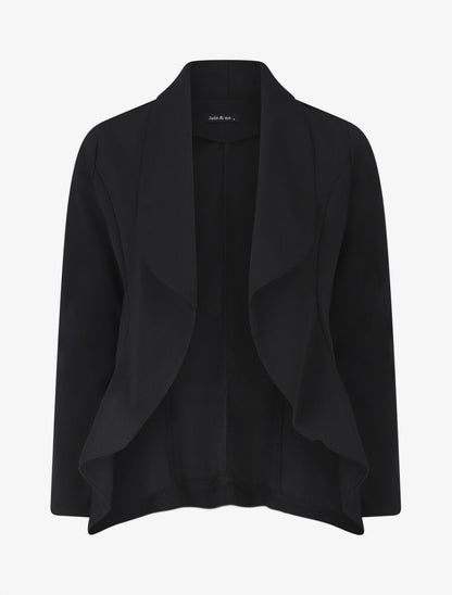 Blazer uni à bords ondulés - Noir - 1