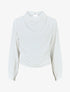 Blouse unie à col bénitier montant - Blanc - 1