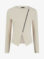 Veste courte à bord fendu asymétrique - Beige - 4