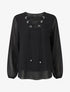 Blouse unie avec lacets - Noir - 5