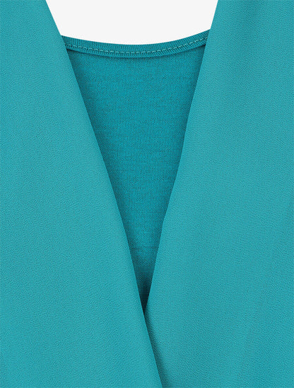 Blouse oversize à col cache coeur - Turquoise - 3