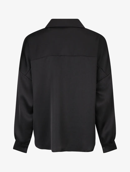 Blouse unie oversize effet satiné - Noir - 2