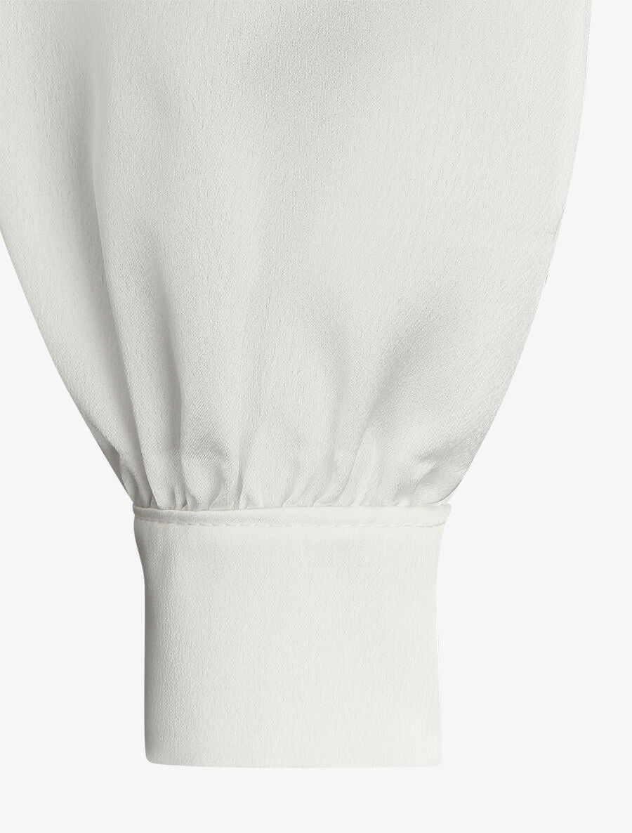 Blouse unie oversize effet satiné - Blanc - 3