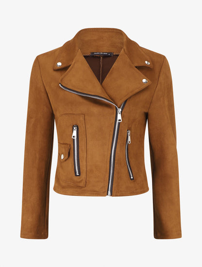 Veste style perfecto en suédine - Marron - 5