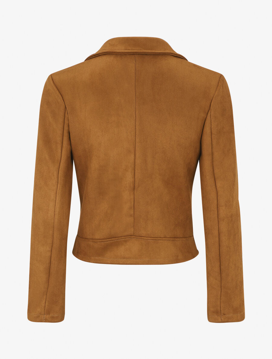 Veste style perfecto en suédine - Marron - 2