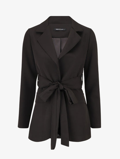 Blazer oversize ceinturé - Noir - 1