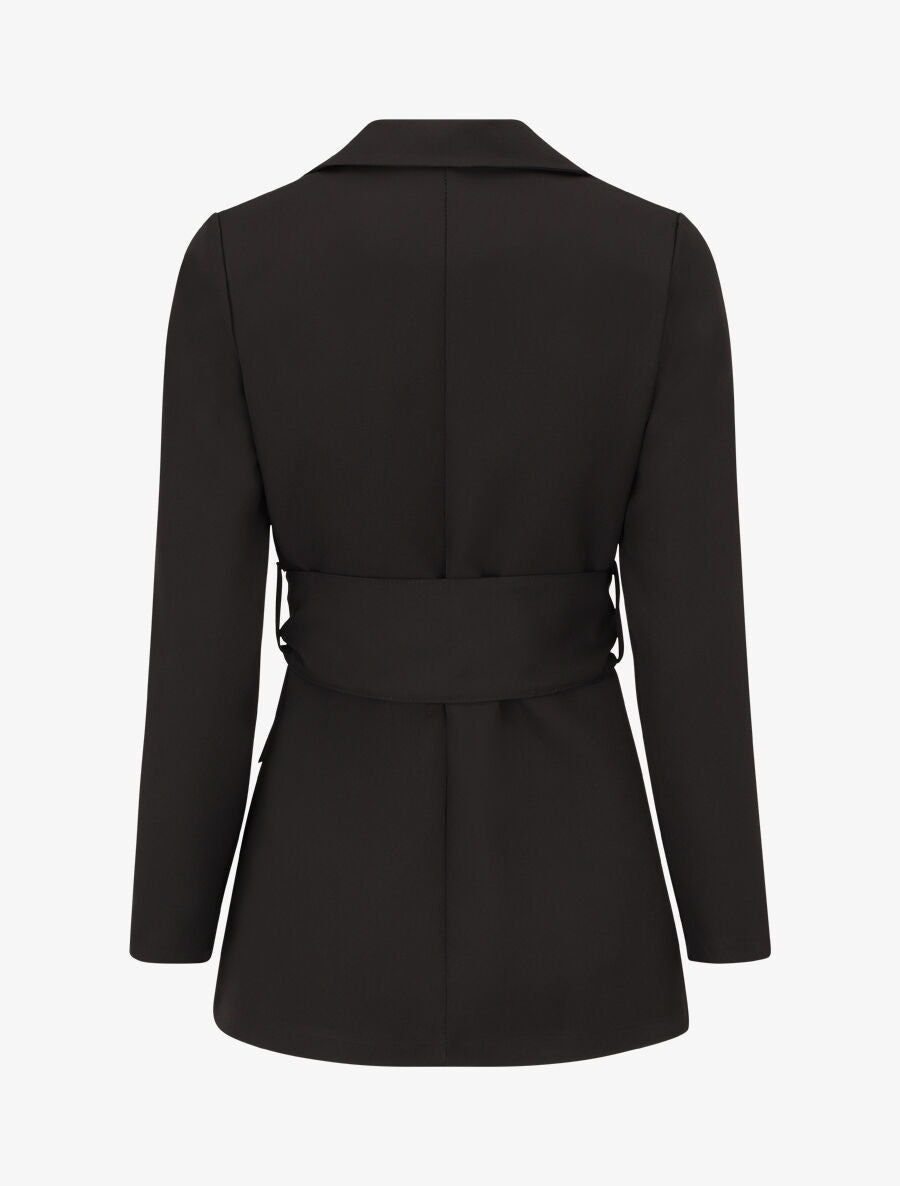 Blazer oversize ceinturé - Noir - 2