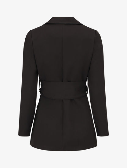Blazer oversize ceinturé - Noir - 2