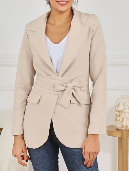 Blazer oversize ceinturé - Beige - 4