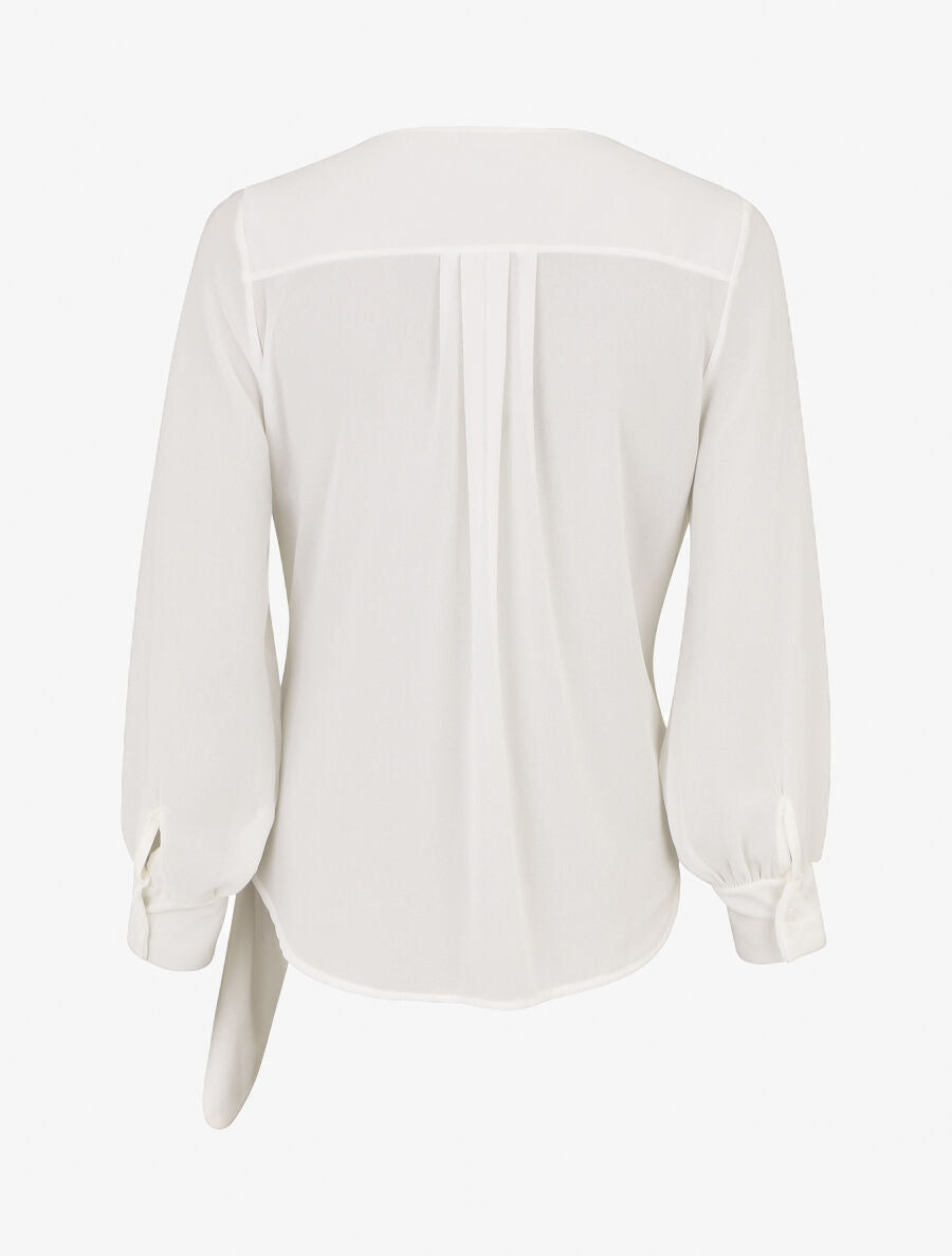 Blouse en voile style portefeuille - Blanc - 2