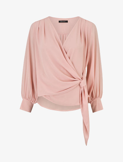 Blouse en voile style portefeuille - Rose - 1
