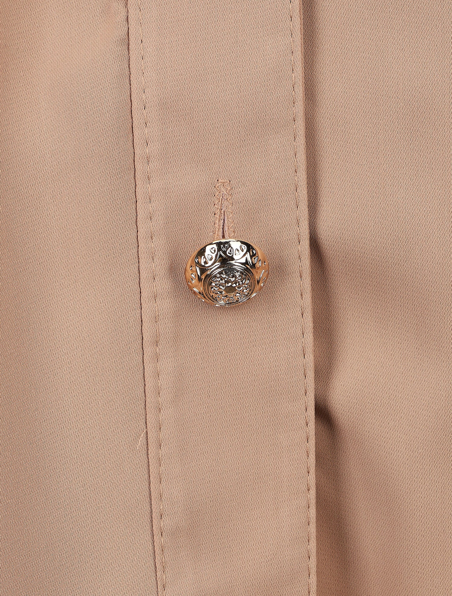Robe chemise unie à taille élastiquée - Camel - 3
