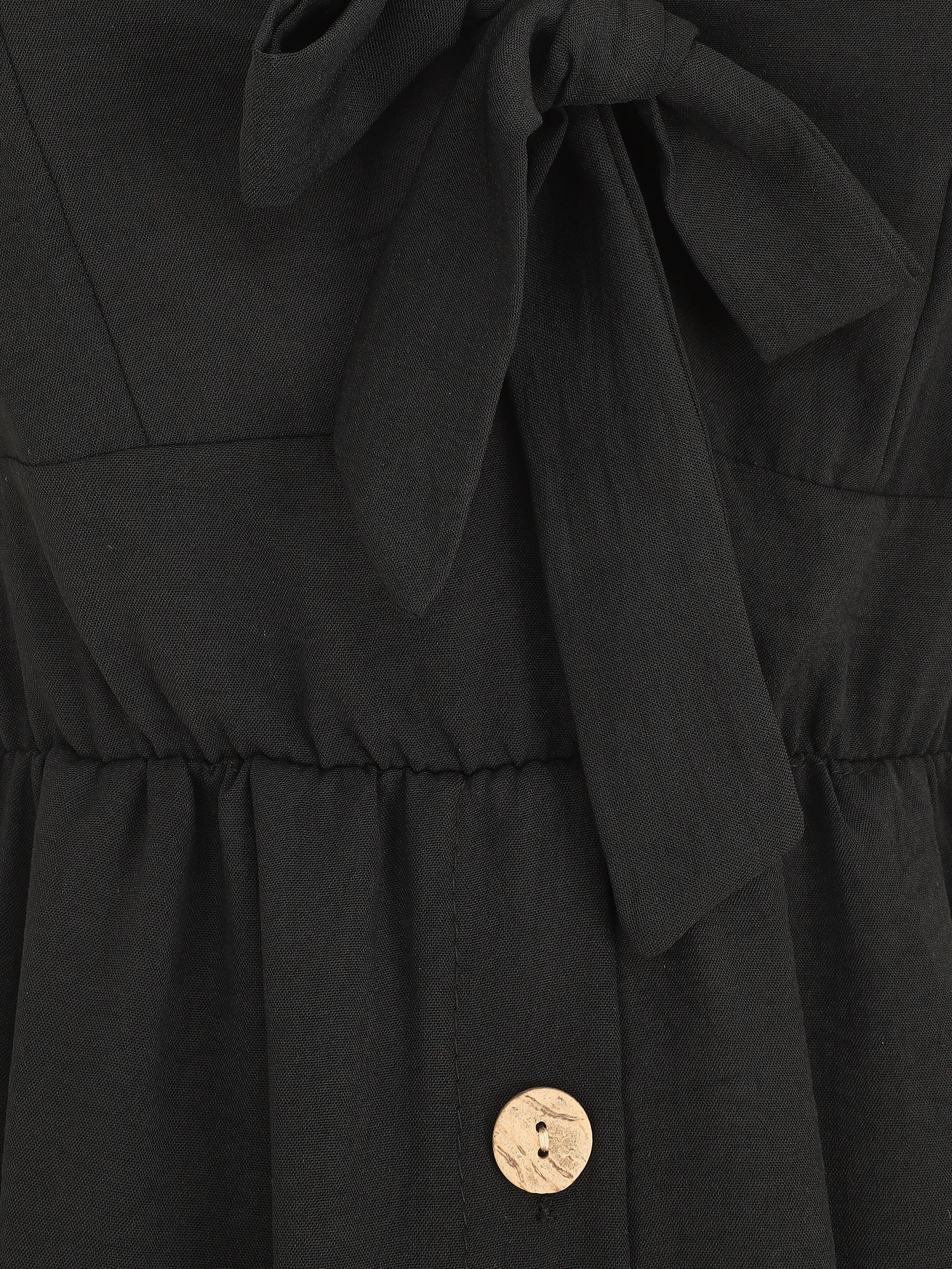 Robe longue unie boutonnée - Noir - 3