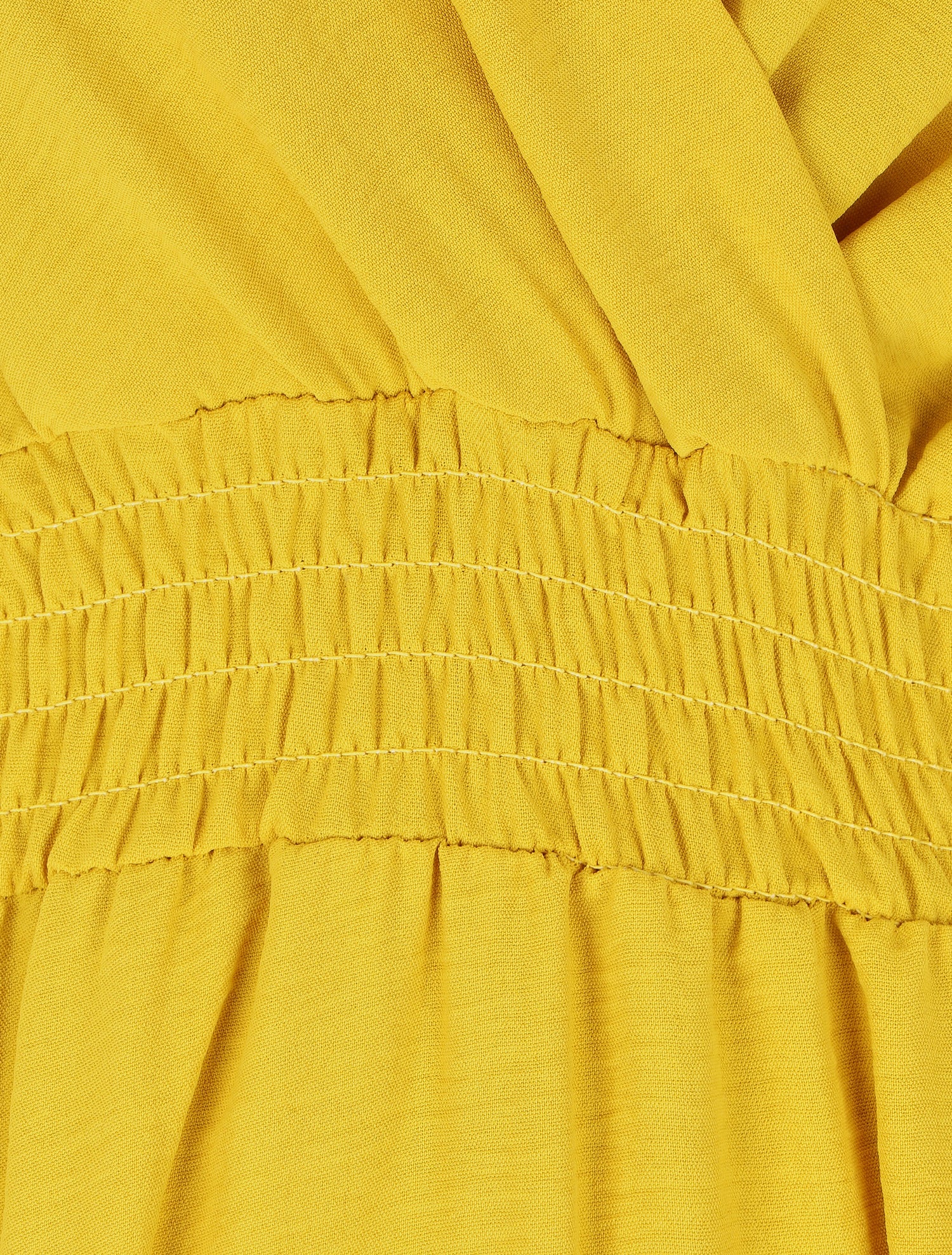 Robe longue coupe empire à taille élastiquée - Jaune - 3