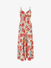 Robe longue imprimé fleurs des îles - Crème - 1