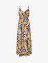 Robe longue imprimé fleuri à taille élastiquée - Noir - 1
