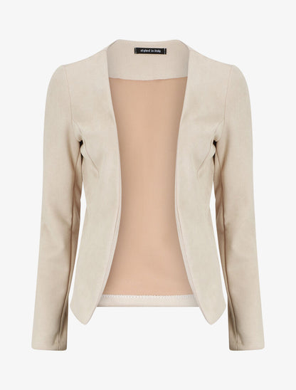Blazer uni en suédine - Beige - 5