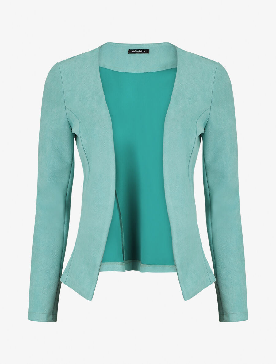 Blazer uni en suédine - Turquoise - 1