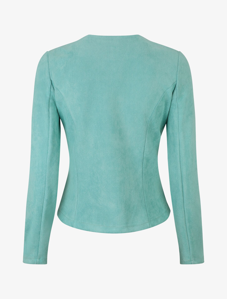 Blazer uni en suédine - Turquoise - 2