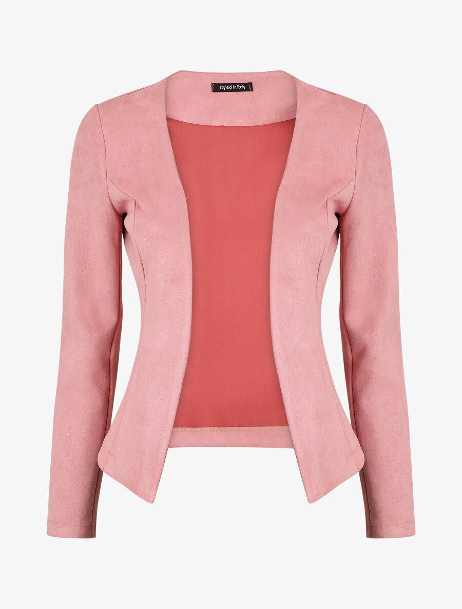 Blazer uni en suédine - Rose - 5