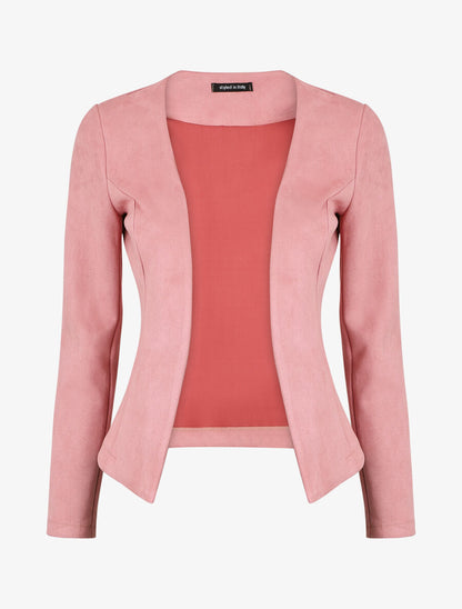 Blazer uni en suédine - Rose - 5