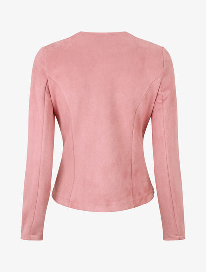 Blazer uni en suédine - Rose - 2