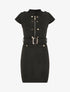 Robe courte ceinturée en suédine - Noir - 1