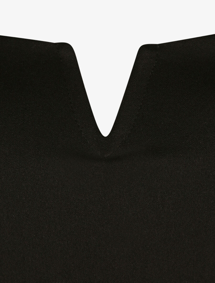 Robe courte coupe patineuse à buste fendu - Noir - 4