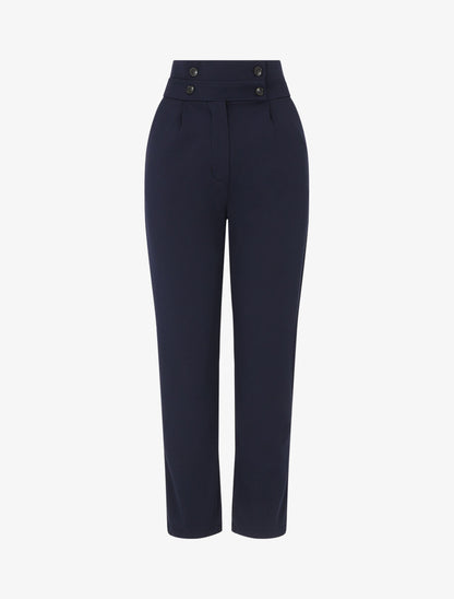 Pantalon fluide uni - Marine - 1