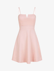 Robe courte coupe patineuse à buste fendu - Rose pâle - 5