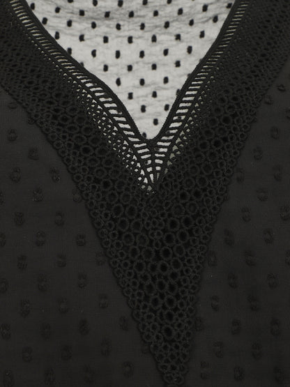 Top uni en voile texturé - Noir - 3