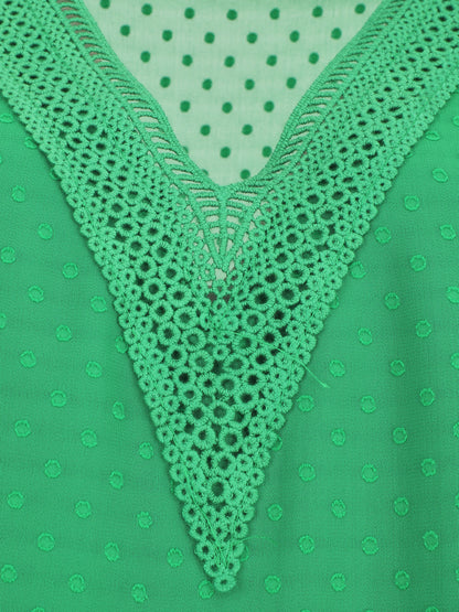 Top uni en voile texturé - Vert - 3