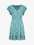 Robe courte coupe patineuse à imprimé fleuri - Vert menthe - 1