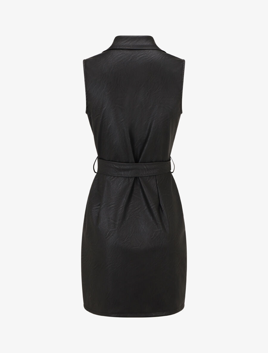 Robe mi-longue en simili - Noir - 2