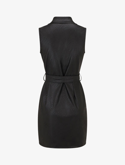 Robe mi-longue en simili - Noir - 2