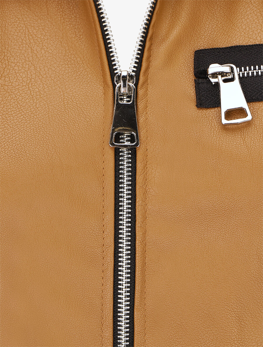 Robe mi-longue en simili - Camel - 3