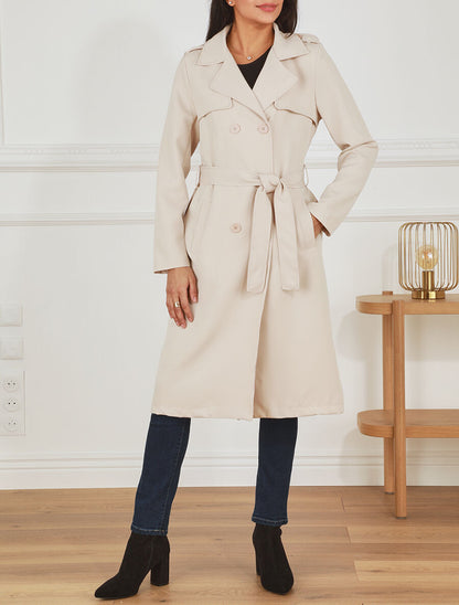 Trench long ceinturé - Beige - 4