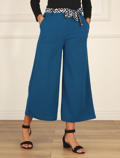 Pantalon ample uni fluide - Bleu canard - 4