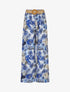 Pantalon ample élastiqué à imprimé feuillage - Bleu - 1