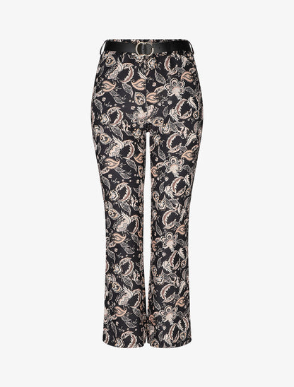 Pantalon droit imprimé foulard - Noir - 5